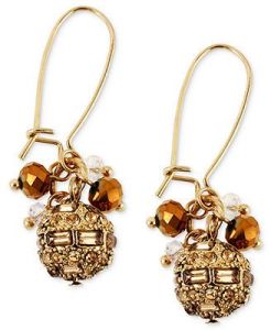 Betsey Johnson Antique Gold-Tone Fireball Drop Earrings